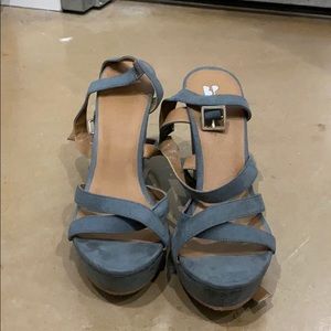 Slate Blue Suede platform wedge